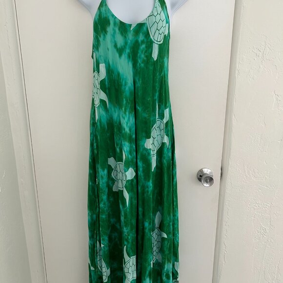 Boho Turtle Green Maxi Dress - Gorgeous NEW Fits Large  j1 - Picture 3 of 4